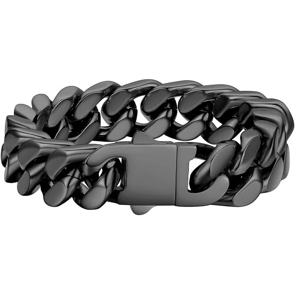 Amazon.com: Men's Stainless Steel & Black Cubic Zirconia Curb Link